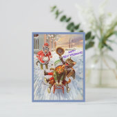 猫おもしろいの新年はがきヴィンテージ猫を吊る シーズンポストカード (スタンド正面)