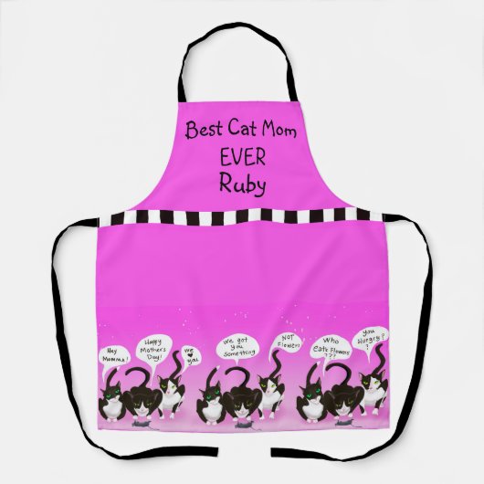 猫おもしろいの母の日のエプ最高のロン エプロン (正面)