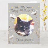 猫おもしろいの母の日パーソナライズされた驚き カード (黄色い花)