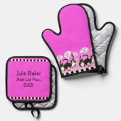 猫おもしろいの母の日 – 猫最高のの母 鍋つかみ&鍋敷きセット (正面/裏面)