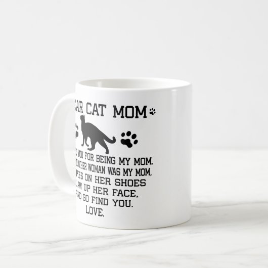 猫おもしろいの母親愛猫写真と猫の名前 コーヒーマグカップ (正面左)