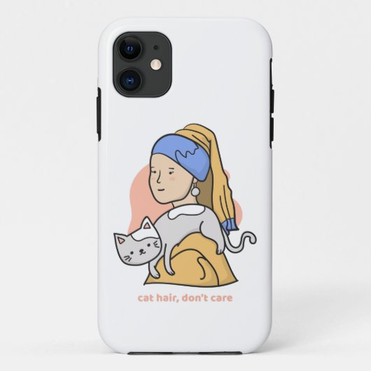 猫おもしろいの毛は真珠の耳気に付きの女の子ではない Case-Mate iPhoneケース (裏面)