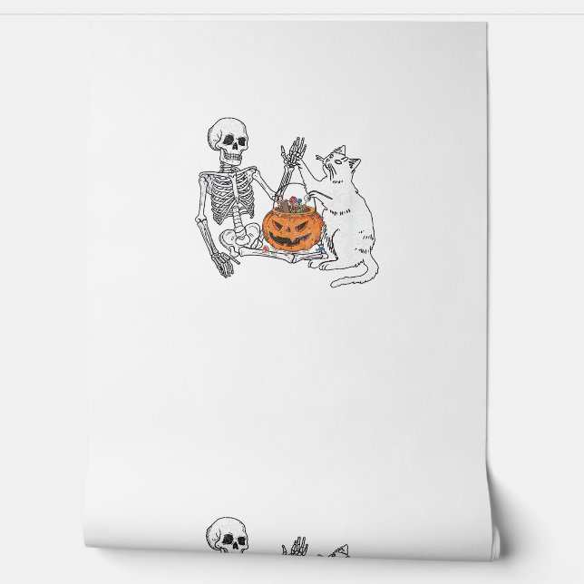 猫おもしろいの猫好きハロウィーンのスケルトン 壁紙 (ほどく)