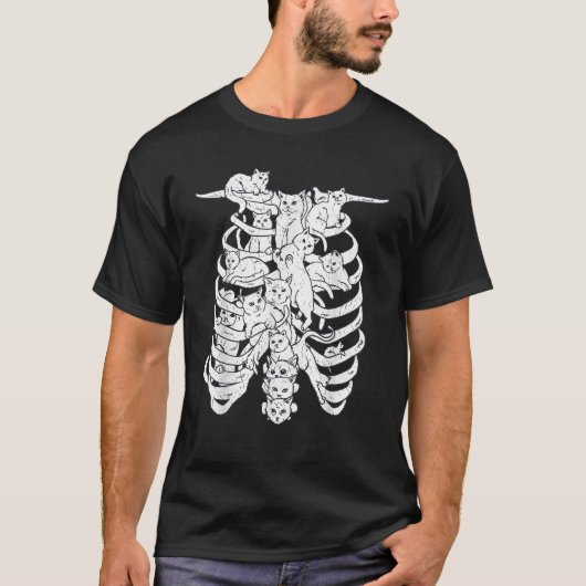 猫おもしろいの背骨くそリブケージコスチューム Tシャツ (正面)