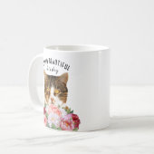 猫おもしろいの花こんにちは美しい コーヒーマグカップ (正面左)