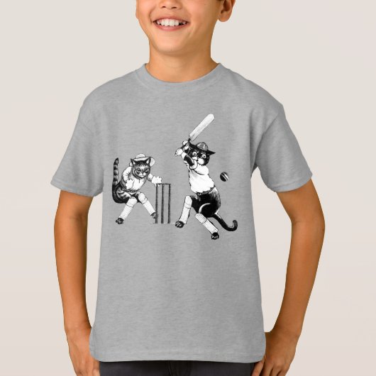 猫おもしろいの遊クリケット Tシャツ (正面)