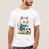 猫おもしろいの遊サッカーかわいい猫ヴィンテージ Tシャツ (正面)