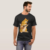 猫おもしろいの遊マンドリンクールラブアニマル音楽 Tシャツ (正面フル)