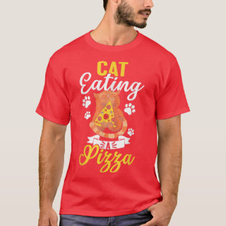 猫おもしろいの食べピザ695 Tシャツ
