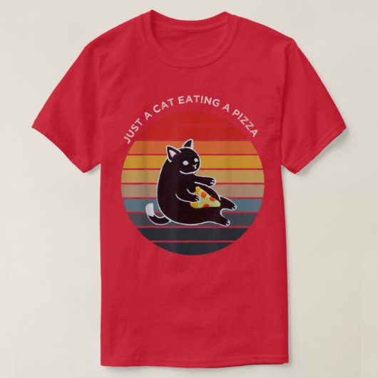 猫おもしろいの食べペローニスライス、猫の愛のピザ Tシャツ (デザイン正面)