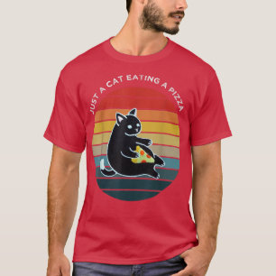 猫おもしろいの食べペローニスライス、猫の愛のピザ Tシャツ