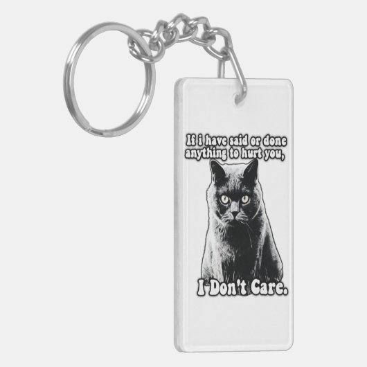 猫おもしろいの飼い主や子猫に対する不機嫌なミーム キーホルダー (正面左)
