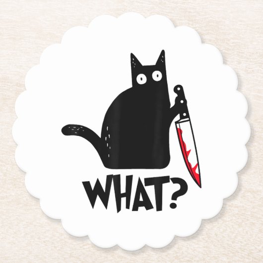 猫おもしろいの黒猫 ペーパーコースター (正面)