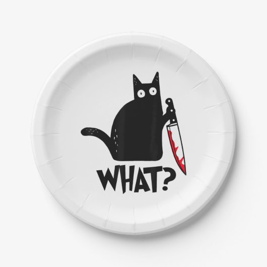 猫おもしろいの黒猫 ペーパープレート (正面)