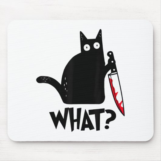 猫おもしろいの黒猫 マウスパッド (正面)