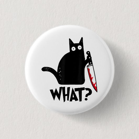 猫おもしろいの黒猫 缶バッジ (正面)