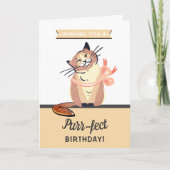 猫おもしろいの「パーフェクト」任意の年齢誕生日 カード (正面)
