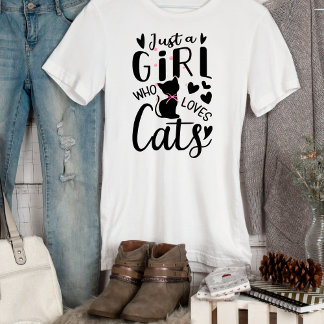 猫おもしろいのTシャツが大好きな少女 Tシャツ