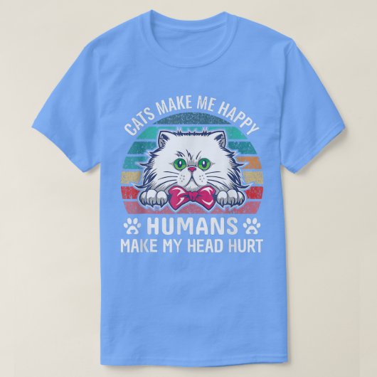 猫おもしろいは人間を幸せに頭を傷つける子猫 Tシャツ (デザイン正面)