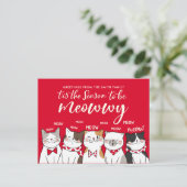 猫おもしろいは休日の挨拶にメリー季節 ポストカード (スタンド正面)