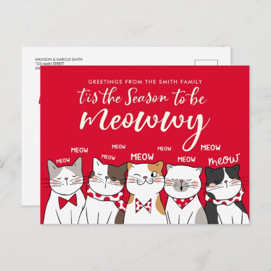 猫おもしろいは休日の挨拶にメリー季節 ポストカード (正面/裏面)
