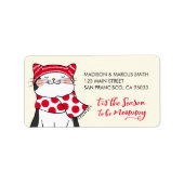 猫おもしろいは休日の挨拶にメリー季節 ラベル (正面)