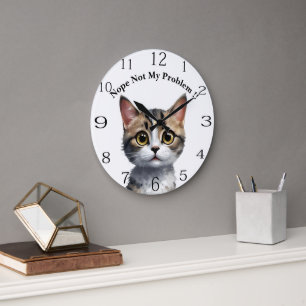猫おもしろいは僕の問題を言わない ラージ壁時計