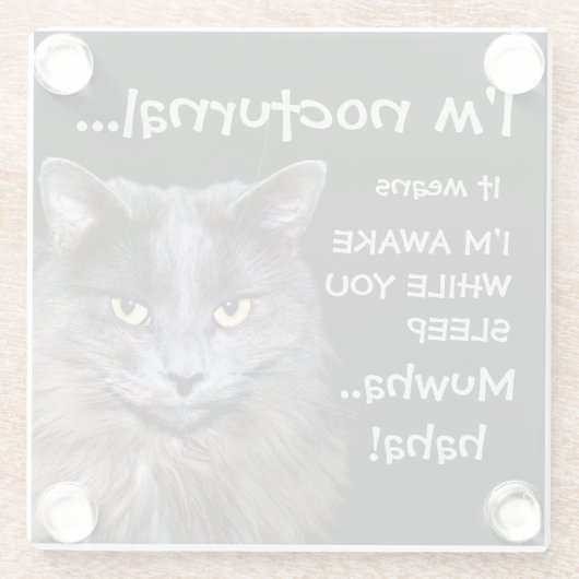 猫おもしろいは夜の悪い笑い声  ガラスコースター (裏面)