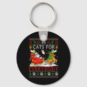 猫おもしろいは皆さんサンタそり醜いクリスマス キーホルダー (正面)