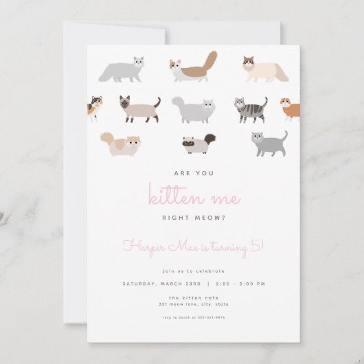 猫おもしろいは私を子猫誕生日招待状 招待状 (正面)