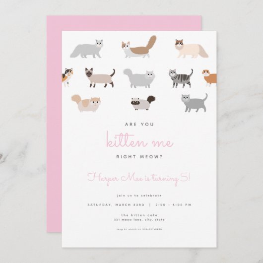 猫おもしろいは私を子猫誕生日招待状 招待状 (正面/裏面)