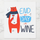 猫おもしろいは酒で一日を終える ワインラベル (シングルラベル)