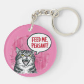 猫おもしろいよ食べ物を与えり キーホルダー (裏面)