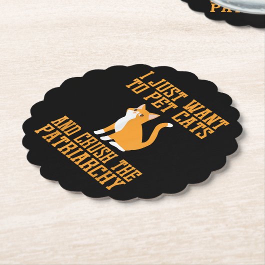 猫おもしろいを飼い家父長制Tシャツを潰す ペーパーコースター (アングル)