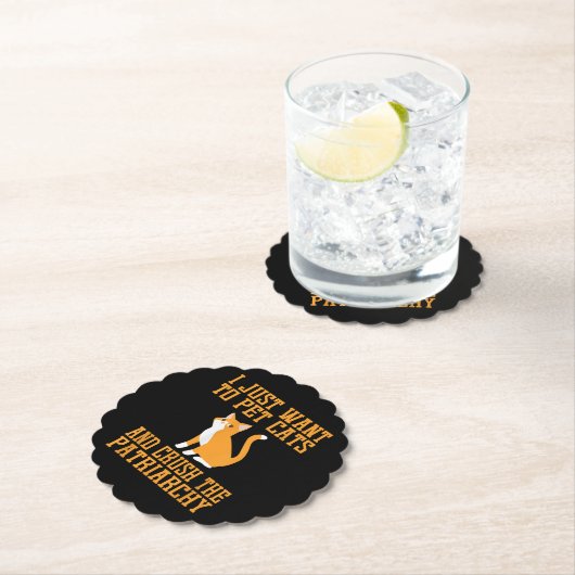 猫おもしろいを飼い家父長制Tシャツを潰す ペーパーコースター (インサイチュ)