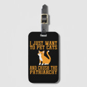猫おもしろいを飼い家父長制Tシャツを潰す ラゲッジタグ (正面縦)