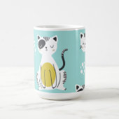 猫おもしろいイラストレーションパステル茶マグカップ コーヒーマグカップ (中央)