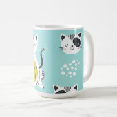 猫おもしろいイラストレーションパステル茶マグカップ コーヒーマグカップ (正面右)