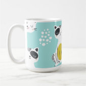 猫おもしろいイラストレーションパステル茶マグカップ コーヒーマグカップ (左)