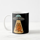 猫おもしろいエイリアン誘拐宇宙船宇宙船子猫Sci コーヒーマグカップ (左)