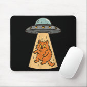 猫おもしろいエイリアン誘拐宇宙船宇宙船子猫Sci マウスパッド (マウス)