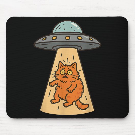 猫おもしろいエイリアン誘拐宇宙船宇宙船子猫Sci マウスパッド (正面)