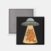 猫おもしろいエイリアン誘拐宇宙船宇宙船子猫Sci マグネット (正面/裏面)