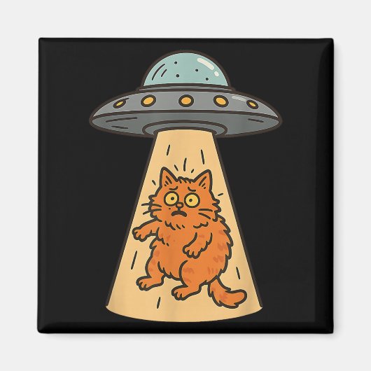 猫おもしろいエイリアン誘拐宇宙船宇宙船子猫Sci マグネット (正面)
