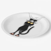 猫おもしろいキャラクター引掻き布 ペーパープレート (アングル)