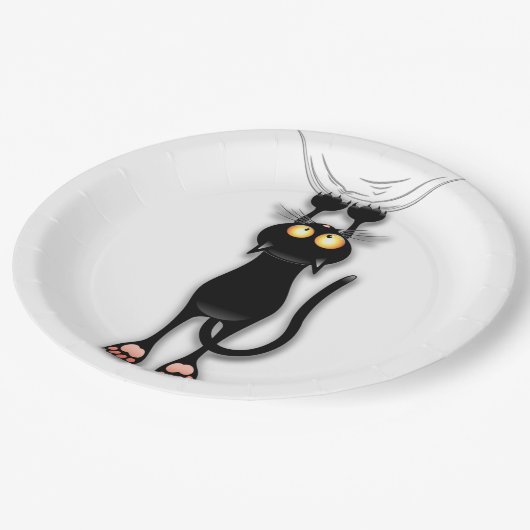 猫おもしろいキャラクター引掻き布 ペーパープレート (アングル)