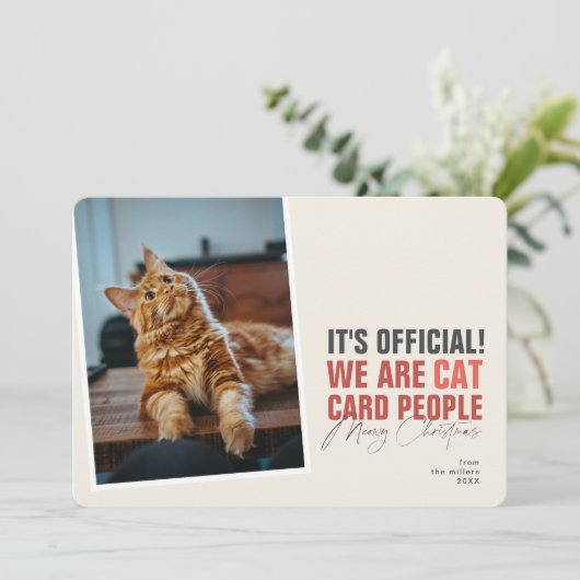 猫おもしろいクリスマスカード赤メオウィクリスマス シーズンカード (スタンド正面)