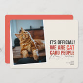 猫おもしろいクリスマスカード赤メオウィクリスマス シーズンカード (正面/裏面)