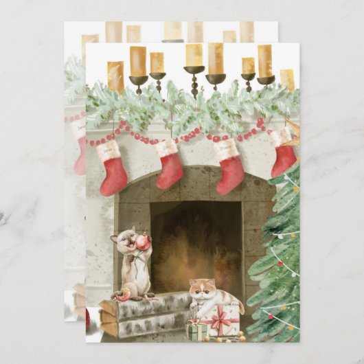 猫おもしろいクリスマスカード4 シーズンカード (正面/裏面)