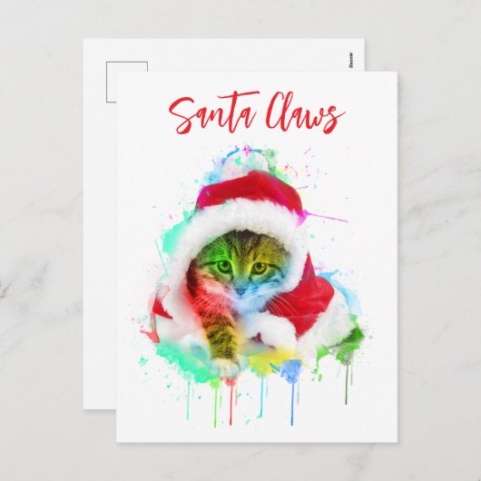 猫おもしろいクリスマスカード シーズンポストカード (正面/裏面)